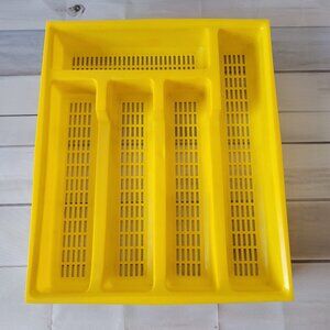 Vintage Cutlery Tray Flatware Storage Silverware Organizer Utensil Tray Yellow